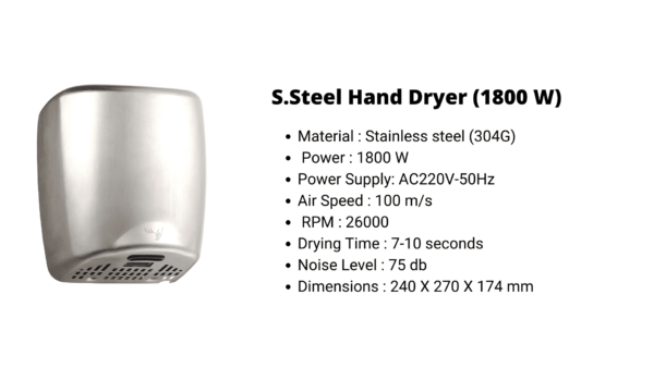 S.Steel Hand Dryer (1800 W)