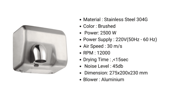 Stainless Steel Hand Dryer(2500W)