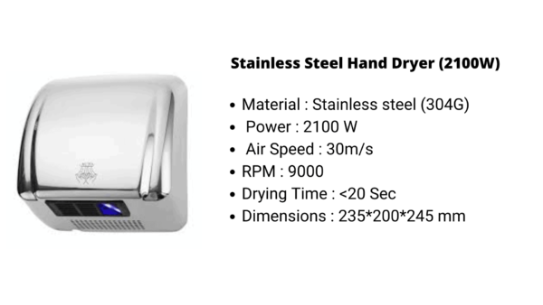 Stainless Steel Hand Dryer (2100W)