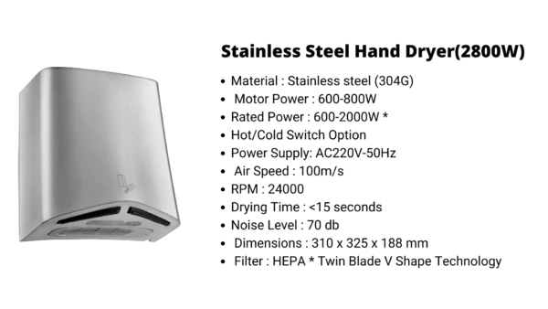 Stainless Steel Hand Dryer(1350W)